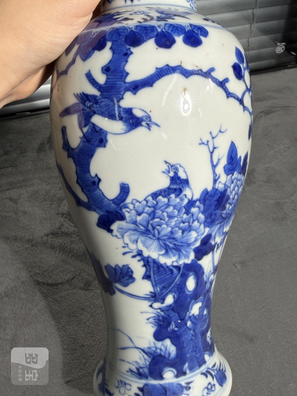 清光绪青花雉鸡牡丹纹梅瓶 - 图7